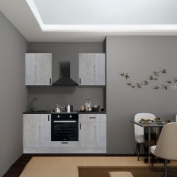 Cucina Asti 180 cm. elettrodomestici inclusi colore rovere grigio chiaro e maniglie in...