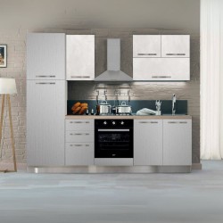 Cucina bloccata Molly in canyon white con struttura tortora e pensili spatolato...