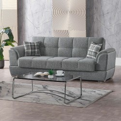 Divano letto Larissa 3 posti contenitore in Crown 18 grigio