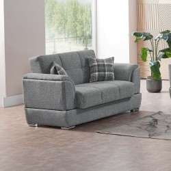 Divano letto Larissa 2 posti contenitore in Crown 18 grigio