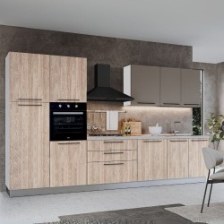 Cucina reversibile Iris 360 con cassa bianca base e colonne rovere gessato naturale e...