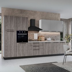 Cucina reversibile Iris 360 con cassa bianca base e colonne forest grigio e pensili...