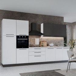 Cucina reversibile Iris 360 con cassa bianca base e colonne bianco lucido e e pensili...