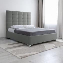 Letto matrimoniale Napoli Grande imbottito con contenitore in tessuto barrel 83 grigio...