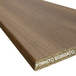 Top bordato per cucina non forato colore noce 195x60x3.8 cm