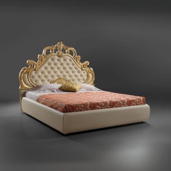 Letto matrimoniale imbottito Aleksandra in stile barocco con contenitore in ecopelle in...