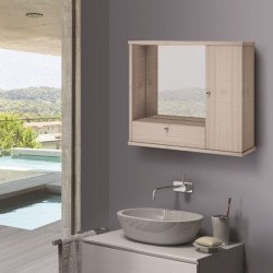 Specchiera bagno con anta e ribalta olmo