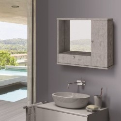 Specchiera bagno con anta e ribalta cemento