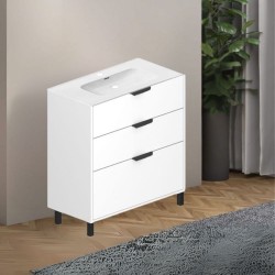 Mobile bagno Triana con 3 cassettoni colore bianco lucido