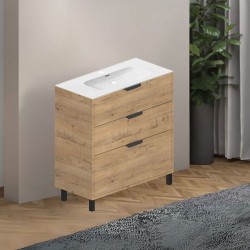 Mobile bagno Triana con 3 cassettoni colore rovere