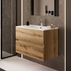 Mobile bagno sospeso Sevilla con 2 cassetti 100x44.6x52 cm colore rovere quercia