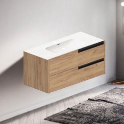 Mobile bagno sospeso Modular con due cassettoni 100x45x50 cm colore rovere miele