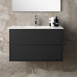 Mobile bagno sospeso Push con due cassettoni 80x45x48 colore nero opaco