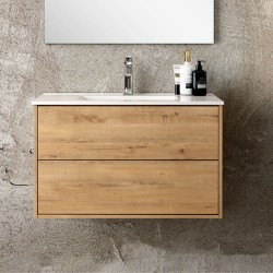 Mobile bagno sospeso Push con due cassettoni 80x45x48 colore rovere quercia