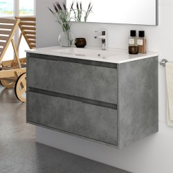 Mobile bagno sospeso Bolton con 2 cassetti 60x45x48 cm colore cemento