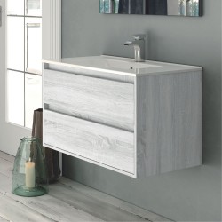 Mobile bagno sospeso Bolton con 2 cassetti 60x45x48 cm colore rovere grigio ghiaccio