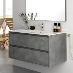 Mobile bagno sospeso Bolton con 2 cassetti 80x45x48 cm colore cemento