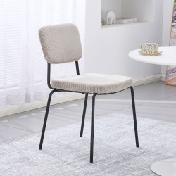 Sedia Juno in tessuto colore taupe e struttura in metallo nero set 4 pezzi