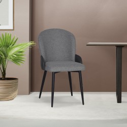Sedia Simo in tessuto Nordic 16 grigio chiaro con dettaglio posteriore in nabuk Uras 10...