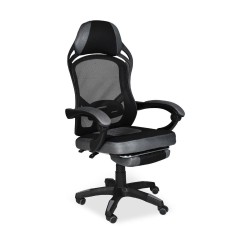 Sedia gaming Gandi con poggiapiedi estensibile in tessuto con rete nero