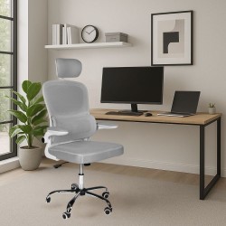 Sedia da ufficio ergonomica Vibes con struttura bianca e seduta in tessuto a rete...