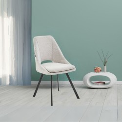 Sedia imbottita Blauss in tessuto ecrù set 2 pezzi