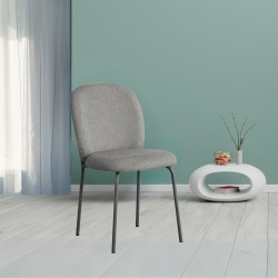 Sedia imbottita Turi in tessuto grigio set 4 pezzi