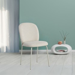 Sedia imbottita Turi in tessuto ecrù set 4 pezzi