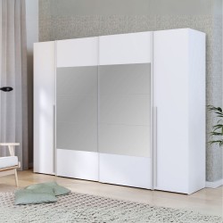 Armadio Callia con 2 ante battenti colore bianco e 2 ante scorrevoli con specchio...