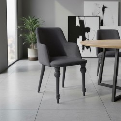 Sedia Zen vellutino grigio e gambe in tinta 2 pezzi