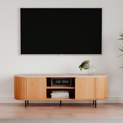 Mobile porta tv Fabia 56A con 2 ante e nicchie a giorno colore rovere e top effetto...