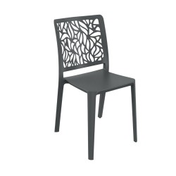Sedia Leaf in polipropilene rinforzata con fibra di vetro colore grigio antracite set 4...