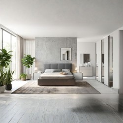 Camera da letto Mirelle colore grigio perla e ossido grigio scuro con armadio 6 ante a...