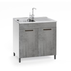Sottolavello 80x50x85H cm con due ante cemento lavello incluso