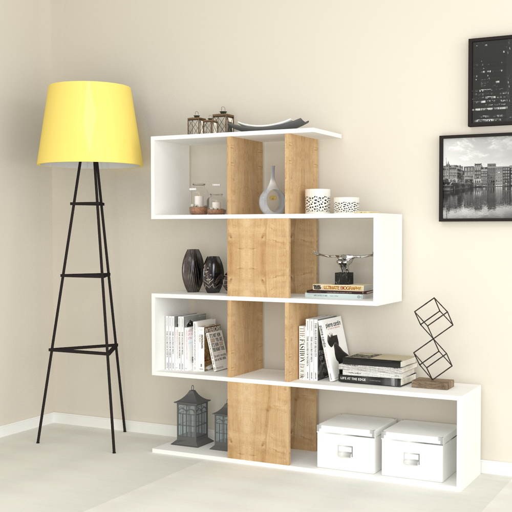 Libreria rovere quercia a cubi con profili antracite Denver 31