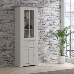 Vetrina Forma con 1 cassetto e 2 ante con luce integrata colore rovere neve e piano...