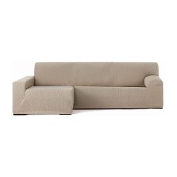 Copridivano Troya elastico penisola sinistra beige bracciolo lungo 250/310