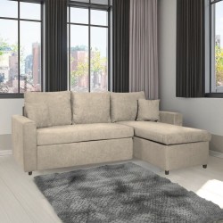 Divano con penisola contenitore reversibile Golf e letto estraibile tessuto cappuccino...