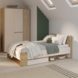 Letto una piazza e mezza Neutra 120x200 cm. con cassetto e 2 vani a giorno colore...