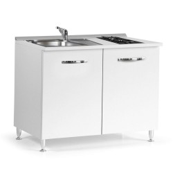 Cucinino 120 cm 2 ante bianco larice lavello e piano cottura in vetroceramica 120x60x85H