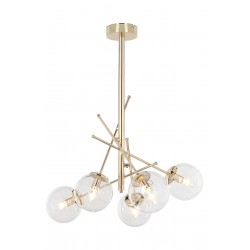 Lampada da soffitto Gondia ASZ1391 in metallo colore oro con 5 paralumi in vetro