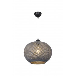 Lampada da soffitto Yumak MDL4745 con paralume in corda antracite