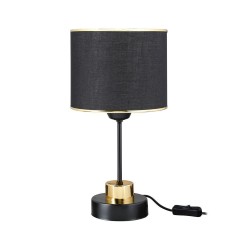 Lampada da tavolo metallo e paralume in PVC effetto tessuto nero Arden ASZ1633