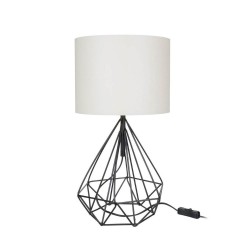 Lampada da tavolo ufficio scrivania Pena nero con paralume PVC effetto tessuto bianco...