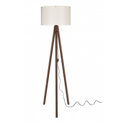 Lampada da terra Aden ASZ1460 con piantana in noce e paralume in PVC effetto tessuto crema