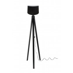 Lampada da terra DECONE3566 con piantana nera e paralume in PVC effetto tessuto nero