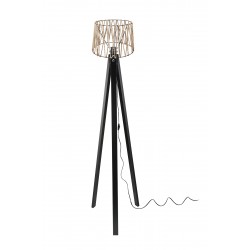 Lampada da terra DECONE 1188 con piantana nera e paralume in iuta