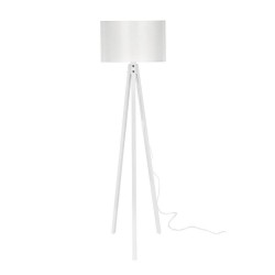 Lampada da terra Rodi ASZ1233 treppiede legno e paralume in PVC effetto tessuto bianco