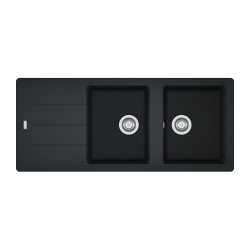 Lavello 2 vasche con gocciolatoio reversibile Franke 116x50 BFG 621 in fragranite nero