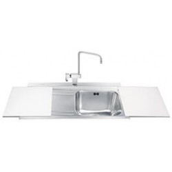 Lavello Smeg LI91BS 90x50 cm 1 vasca con gocciolatoio a sinistra con vetri bianchi